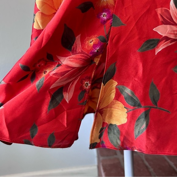 VTG Victoria’s Secret Satin Floral Slip Dress in Red/Orange Sz L - Picture 4 of 9